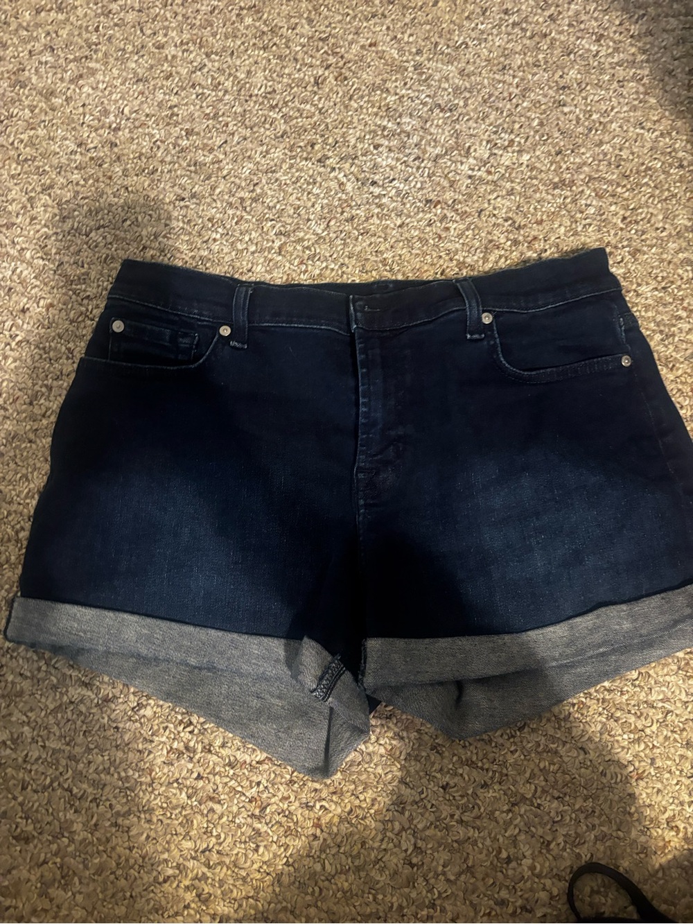 7 for Mankind Dark Wash Women's Denim Roll-Cuff Shorts - Picture 2 of 5